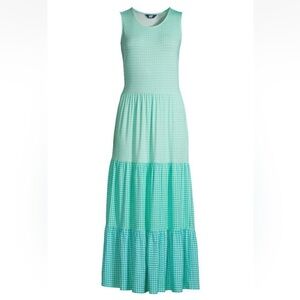 LANDS' END Size Medium Petite Sleeveless Tiered Maxi Dress Sleeveless Stretch